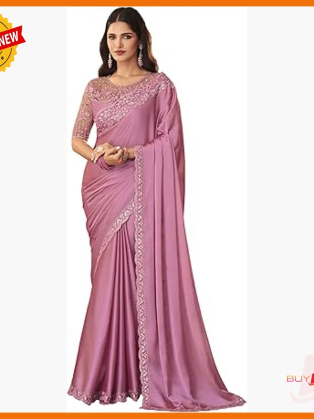 Heavy Border Silk Saree with Unstitched Blouse, Festival Wear